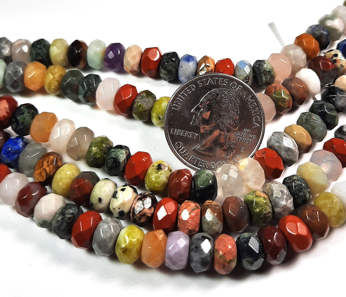 8x5mm Mixed Faceted Rondelle Gemstone Beads 8-Inch Strand