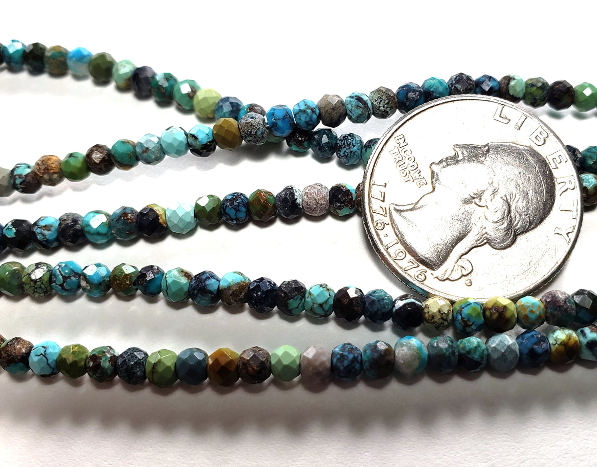 4x3mm Green Turquoise Faceted Rondelle Gemstone Beads 8-Inch Strand