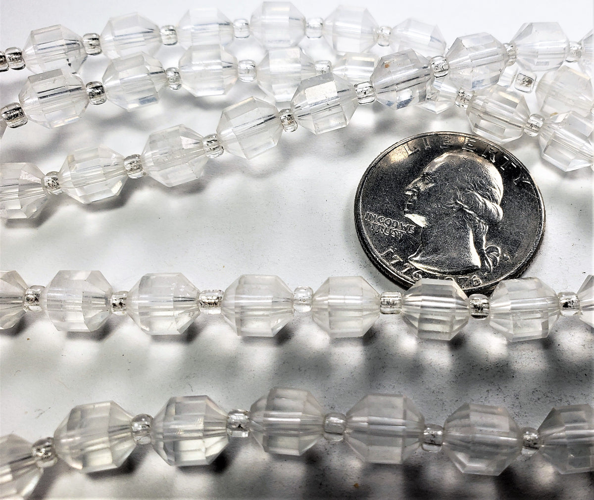 8mm Crystal Quartz Faceted Satellite Gemstone Beads 8-Inch Strand