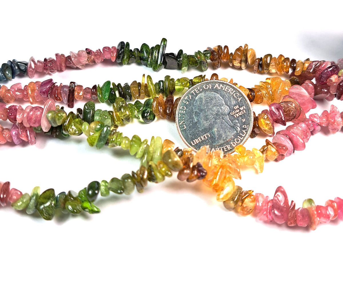 8x5mm Tourmaline Grade A Chip Gemstone Beads 8-Inch Strand