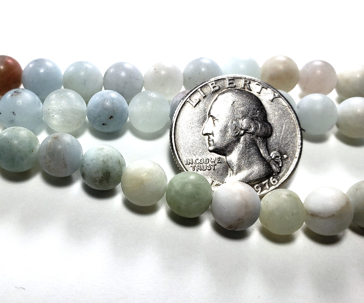 8mm Matte Aquamarine Round Gemstone Beads 8-Inch Strand