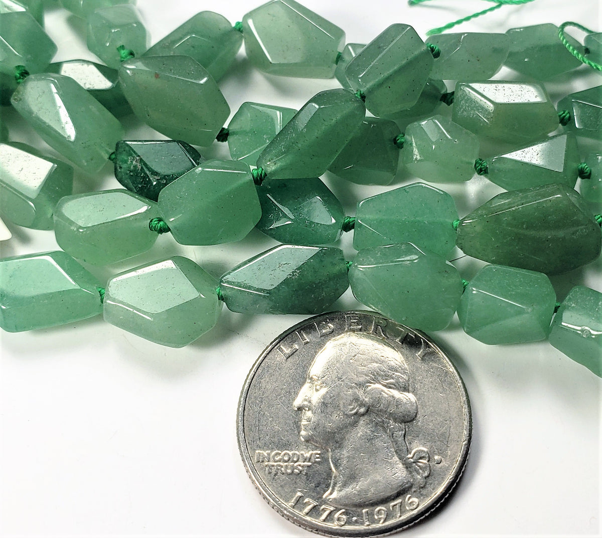 14x10mm Aventurine Faceted Nugget Gemstone Beads 8-inch Strand