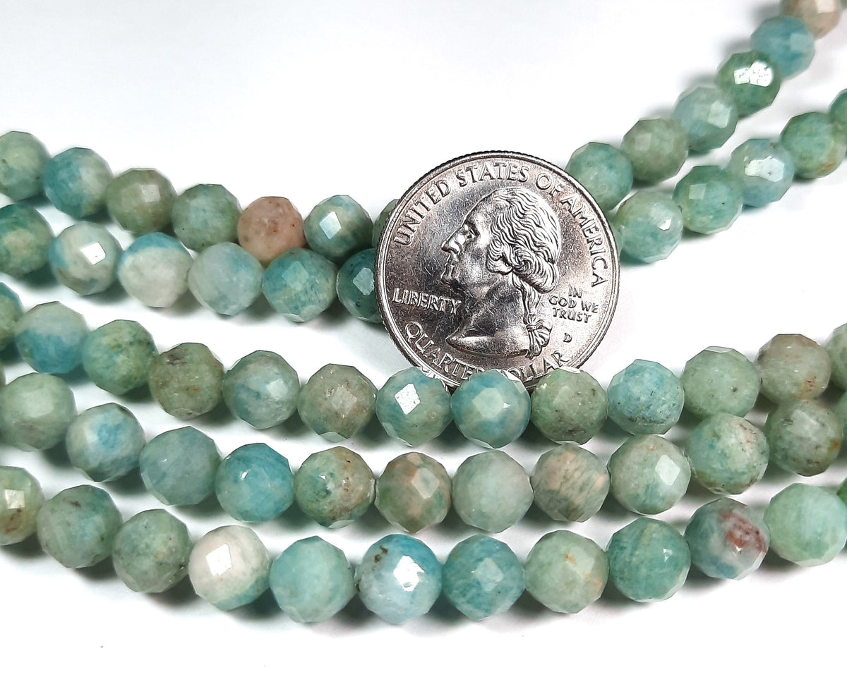 8mm Amazonite Faceted Round Gemstone Beads 8-Inch Strand
