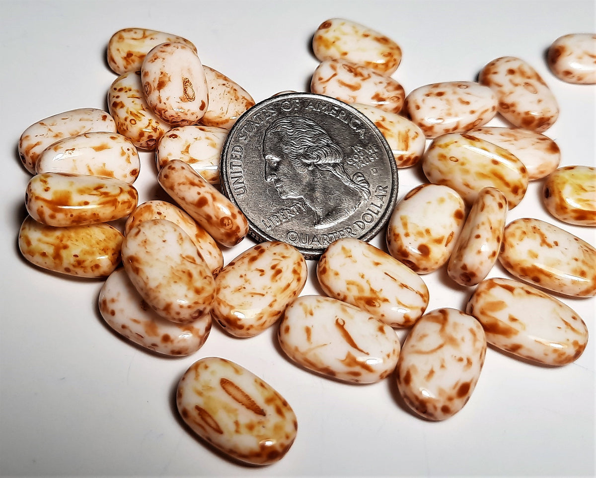 14x8mm Butter Pecan Czech Glass Wavy Flat Oval Loose 15ct