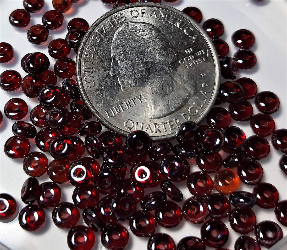 4mm Garnet Light Shimmer Smooth Pressed Glass Rondelle Beads 100ct