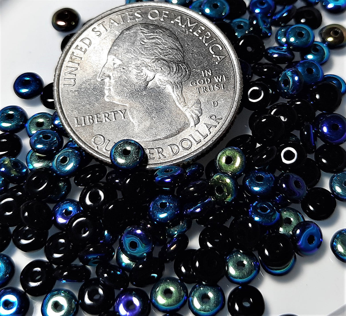 4mm Jet AB Smooth Pressed Glass Rondelle Beads 100ct