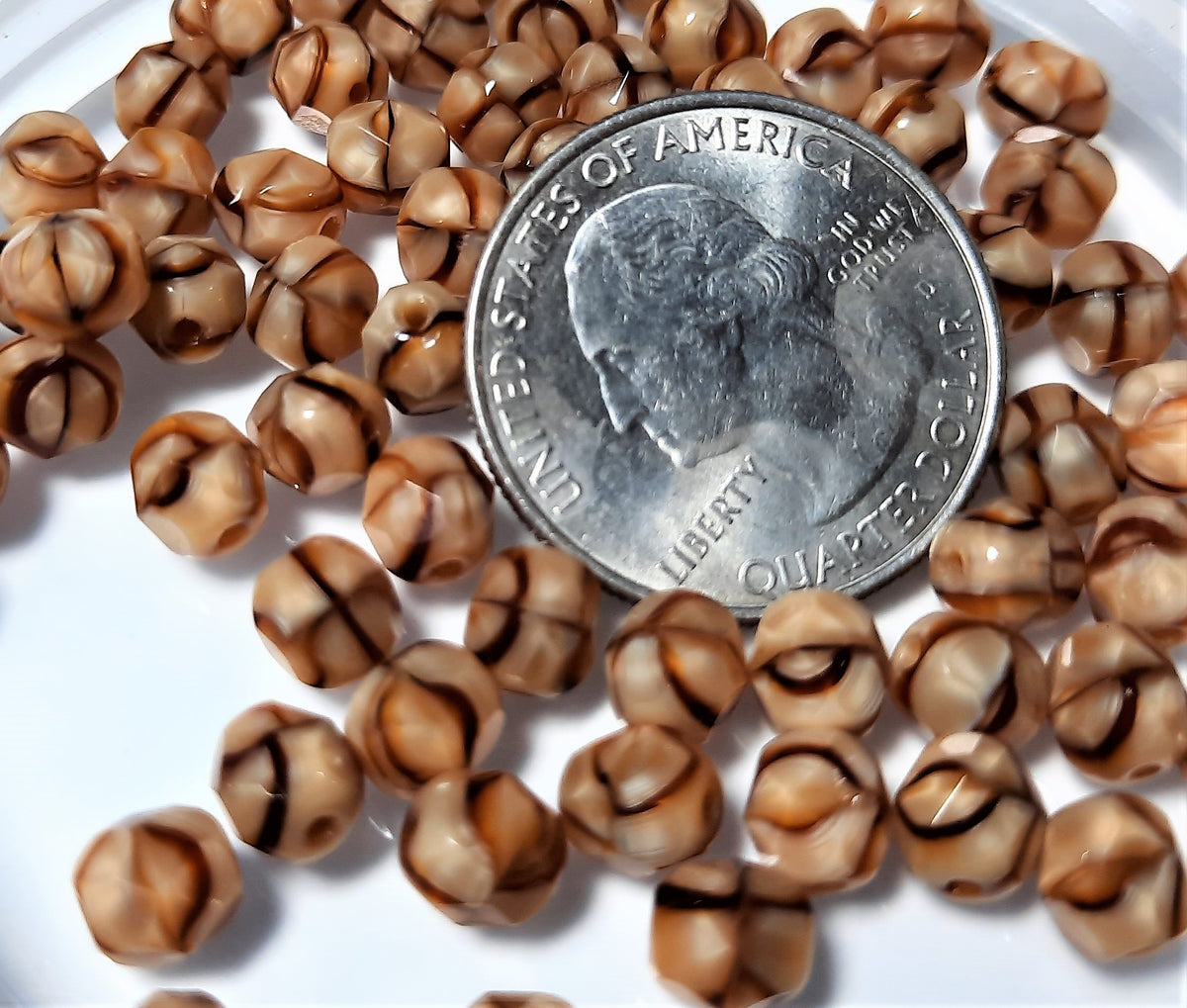 6mm Giraffe Czech Glass Fire Polished Round Beads 20ct