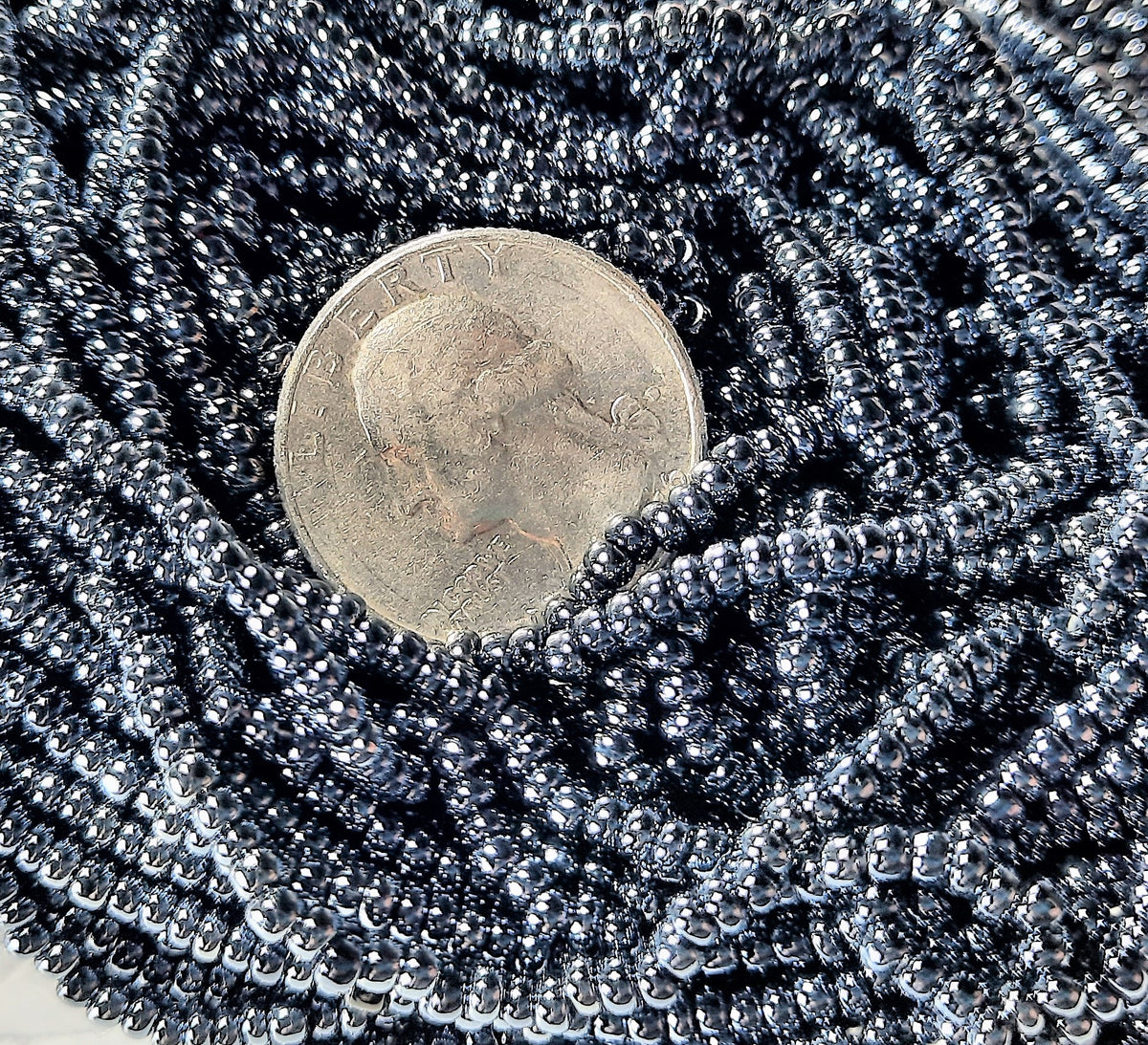 8/0 Gunmetal Sphinx Luster Strung Czech Seed Beads Half Hank
