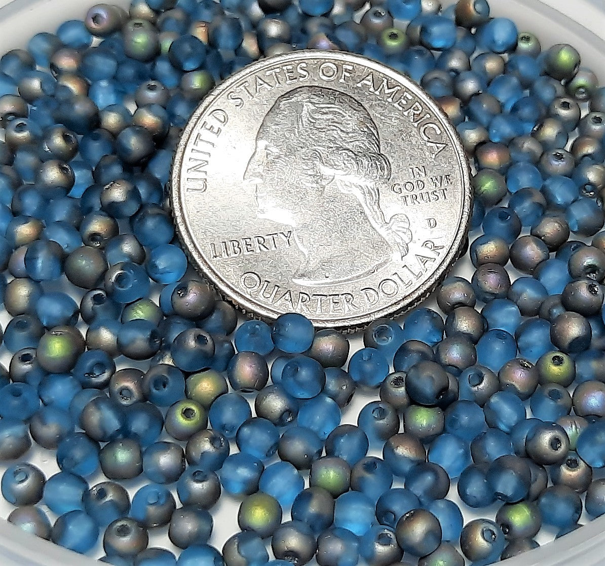 3mm Frosted Aqua Vitrail Light Smooth Round Czech Glass Druk Beads 200ct