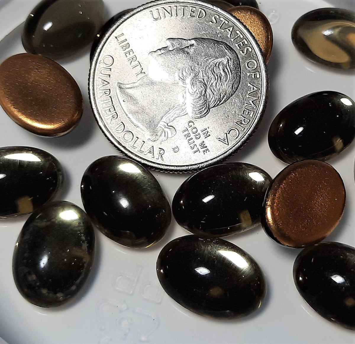 14x10mm Black Diamond Transparent Oval Glass Cabochons 9ct