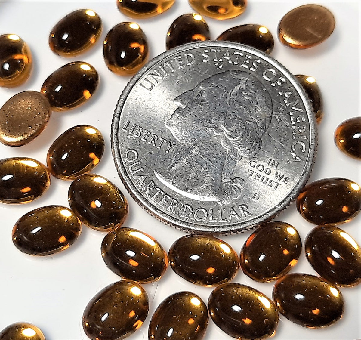 8x6mm Topaz Transparent Oval Glass Cabochons 24ct