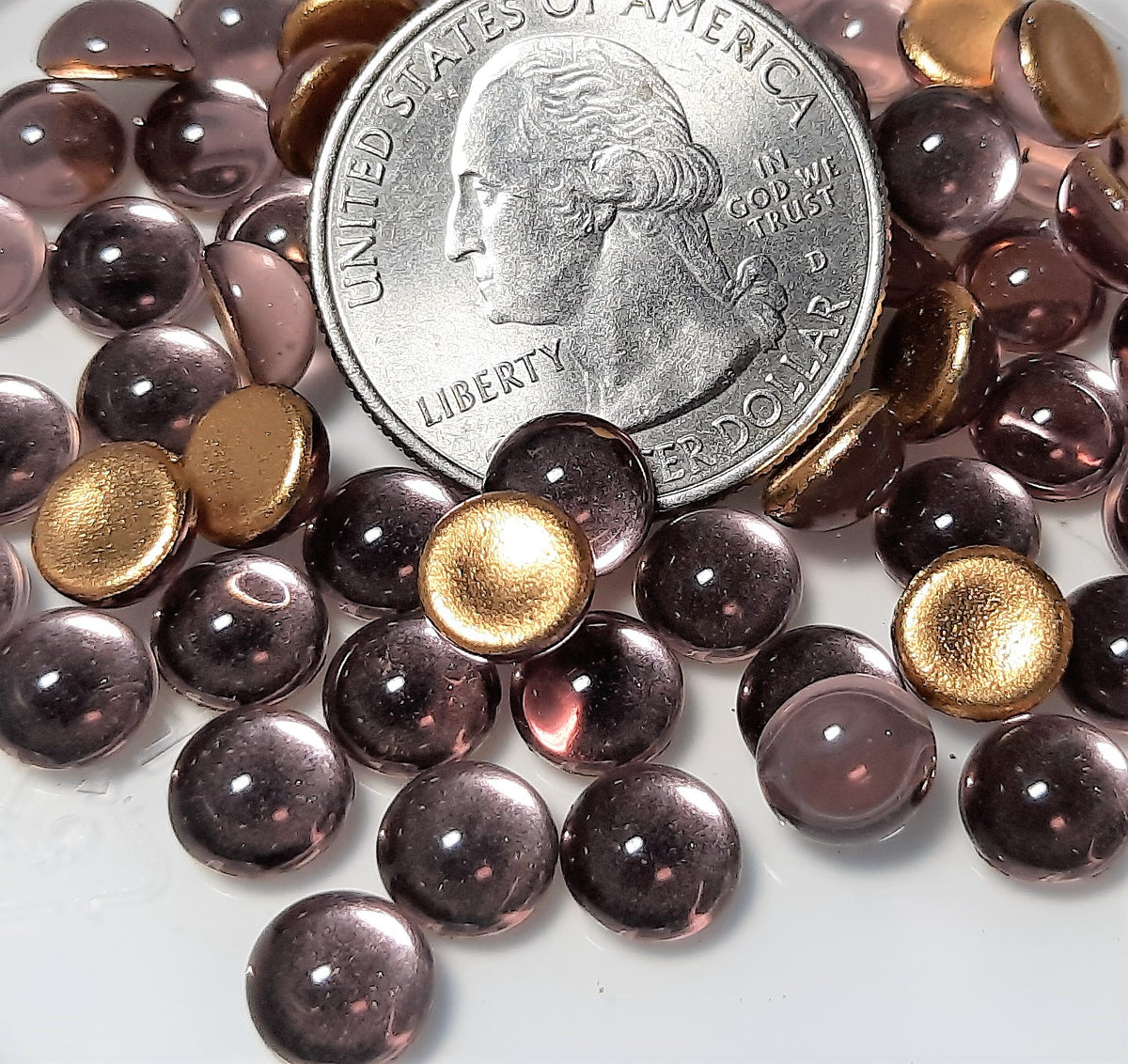 7mm Light Amethyst Transparent Round Czech Glass Cabochons 24ct