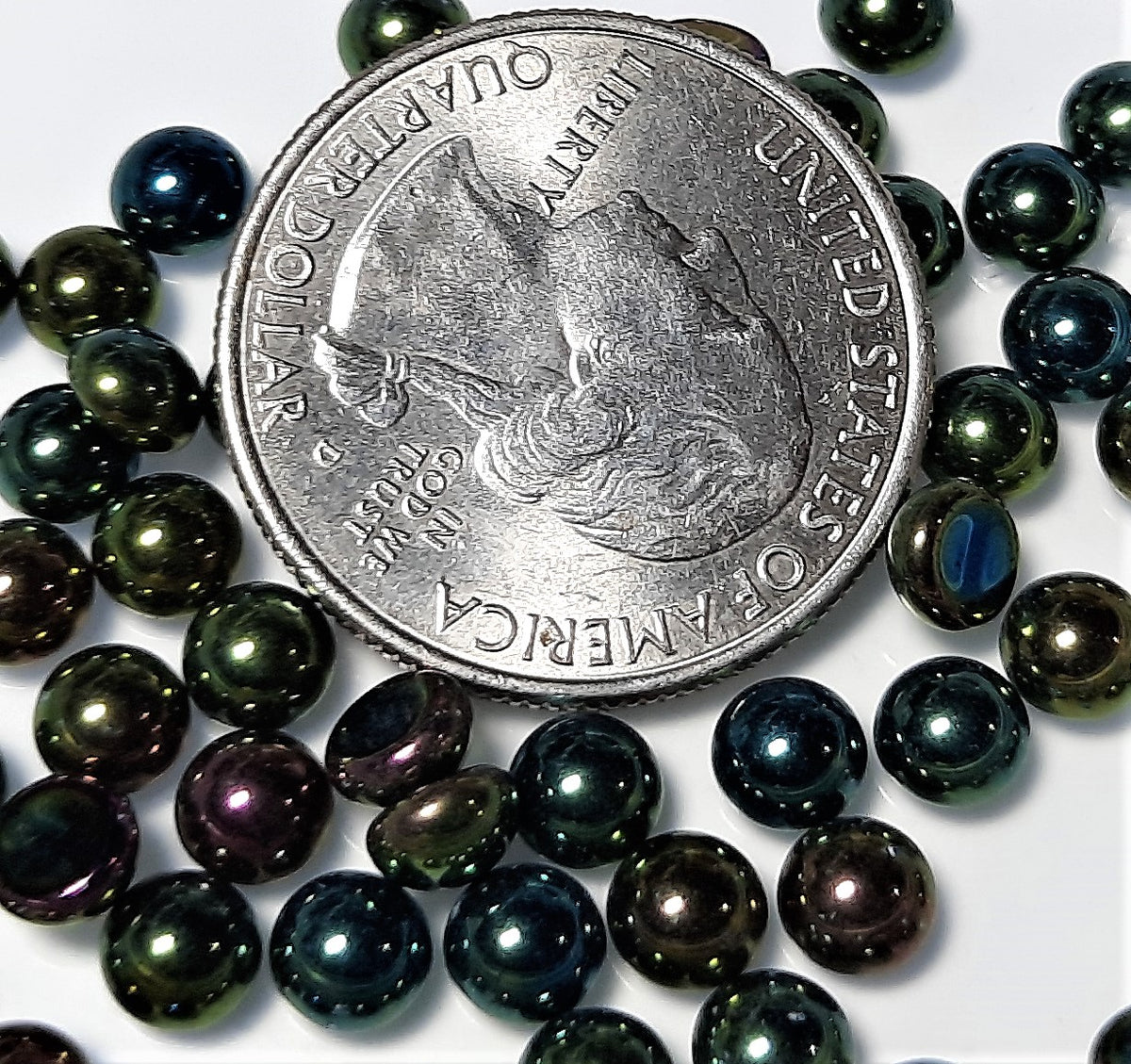 5mm Green Iris Round Cabochons 24ct