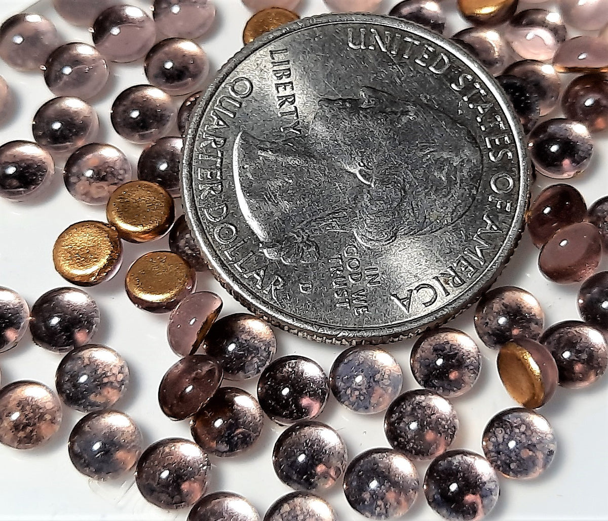 5mm Light Amethyst Transparent Round Glass Cabochons 36ct