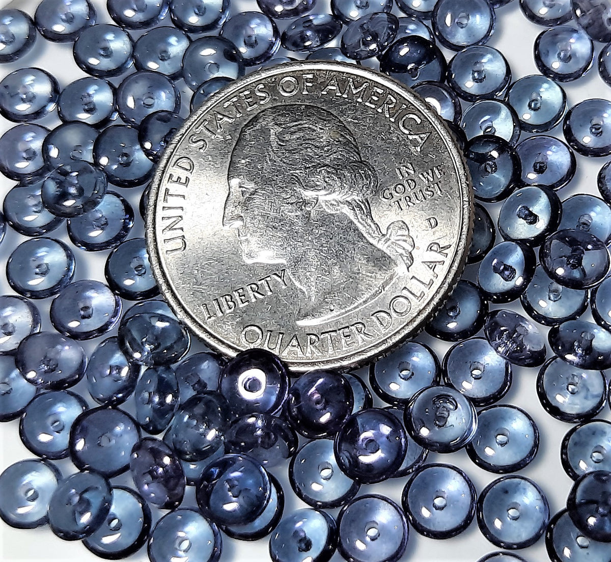 5mm Lumi Blue Smooth Pressed Glass Rondelle Beads 75ct