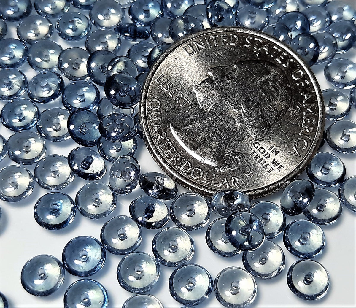 5mm Lumi Blue Smooth Pressed Glass Rondelle Beads 75ct