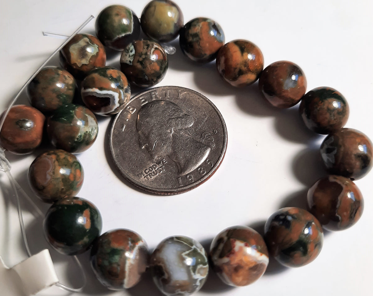 Rhyolite 10mm Round Dakota Stones 8-Inch ACTUAL STRAND