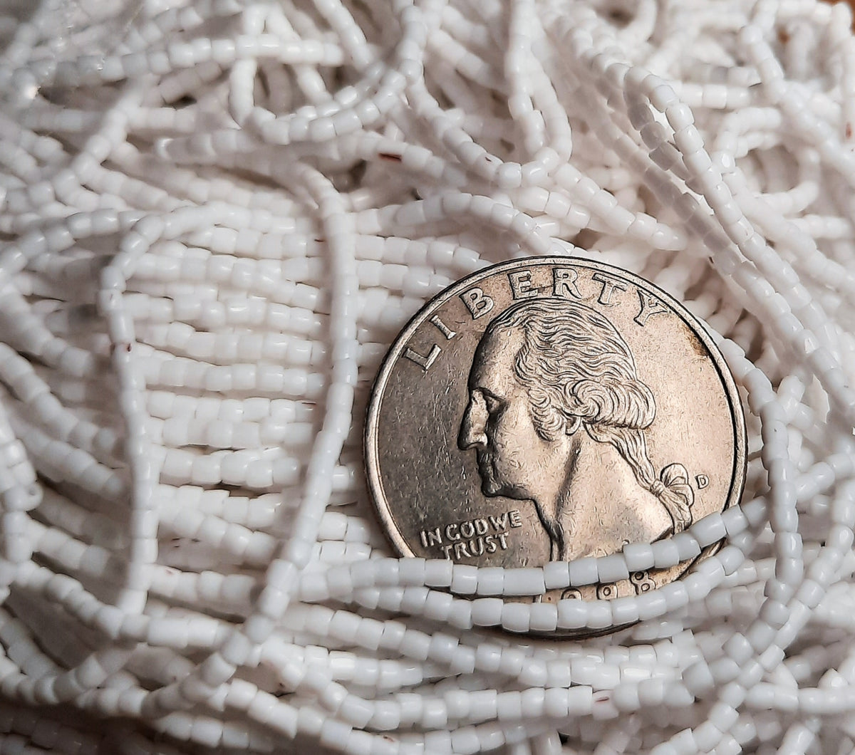 12/0 Opaque Chalk White 3-Cut Czech Seed Beads Full Hank
