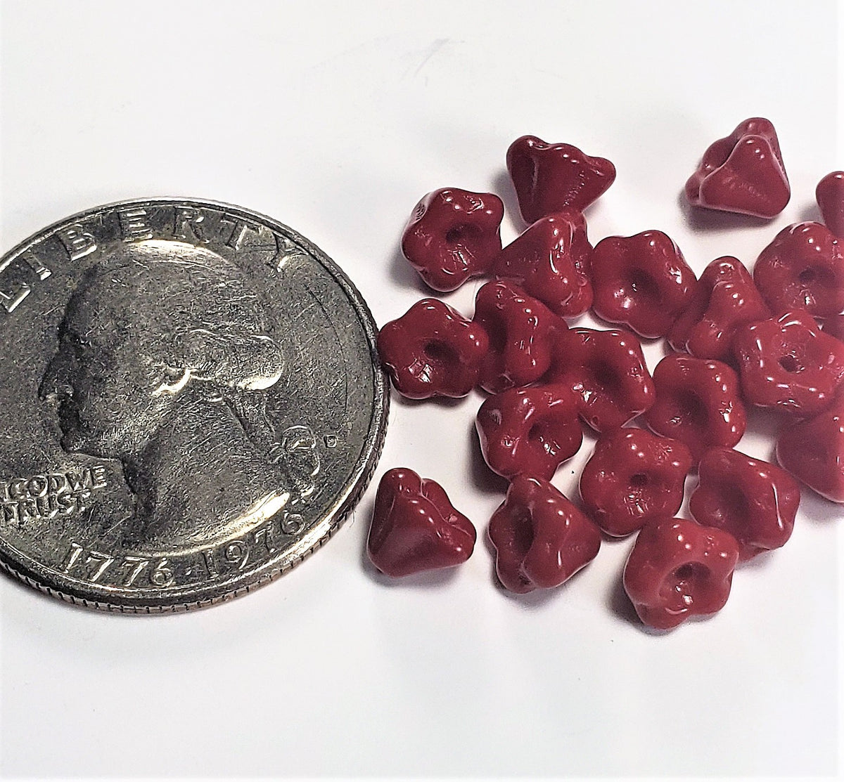 4x6mm Blood Red Czech Glass Bell-Shaped Flower 50ct