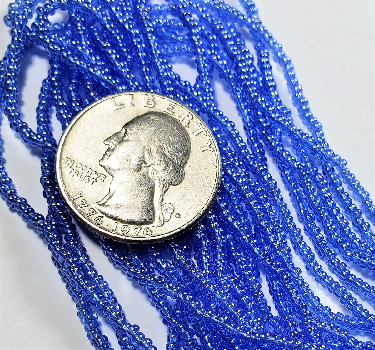 11/0 Light Sapphire Luster Czech Seed Beads Full Hank