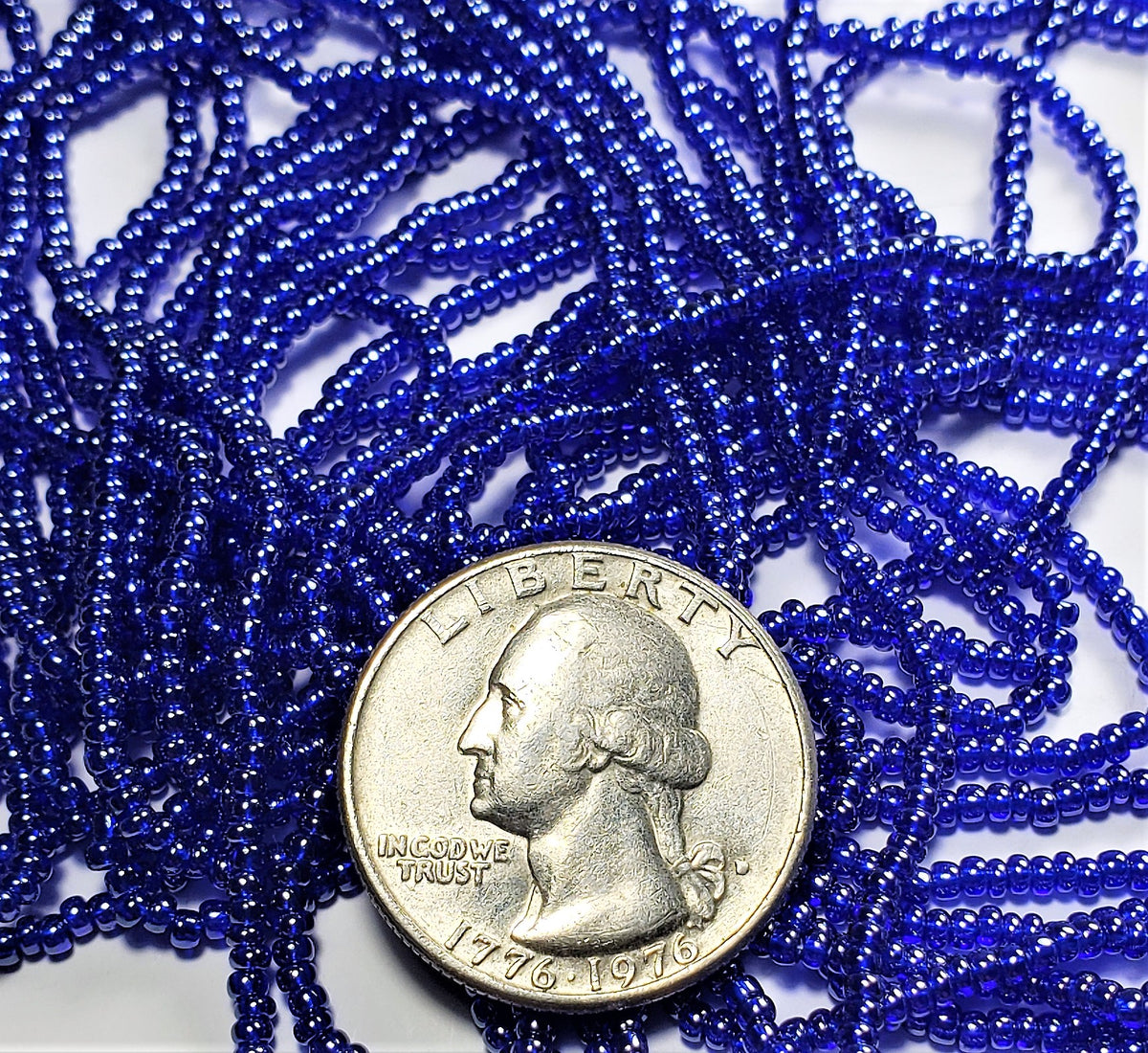 11/0 Cobalt Luster Czech Seed Beads Full Hank