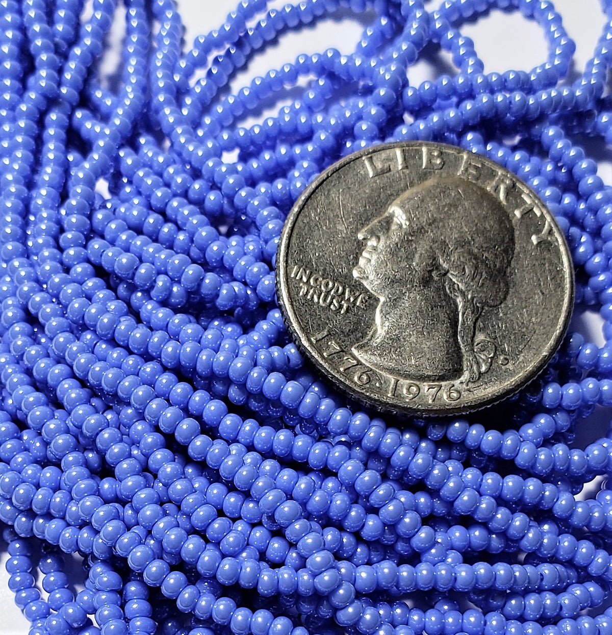 10/0 French Blue Opaque Luster Czech Seed Beads Full Hank