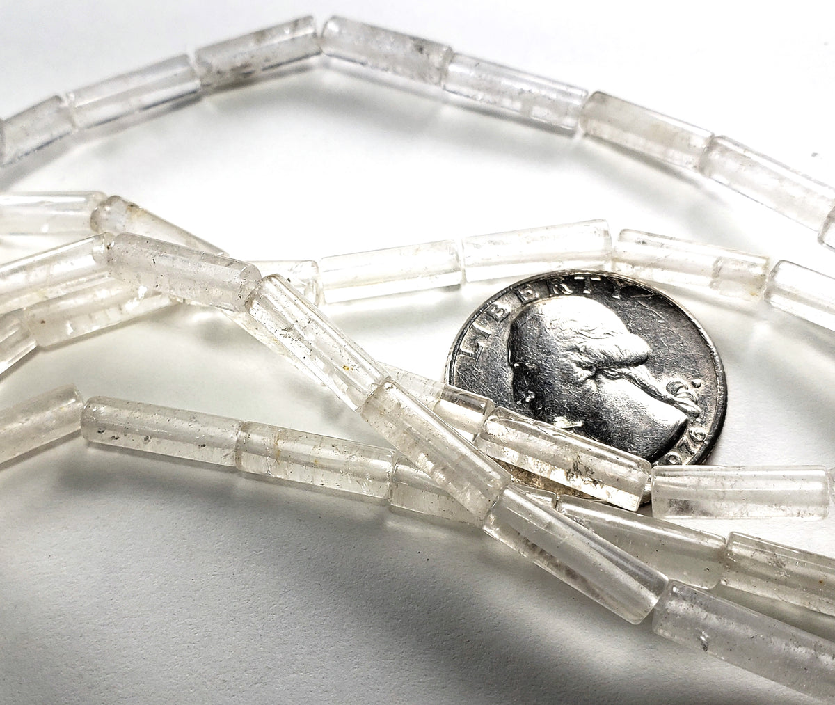 13x4mm Crystal Quartz Tube Gemstone Beads 8-Inch Strand