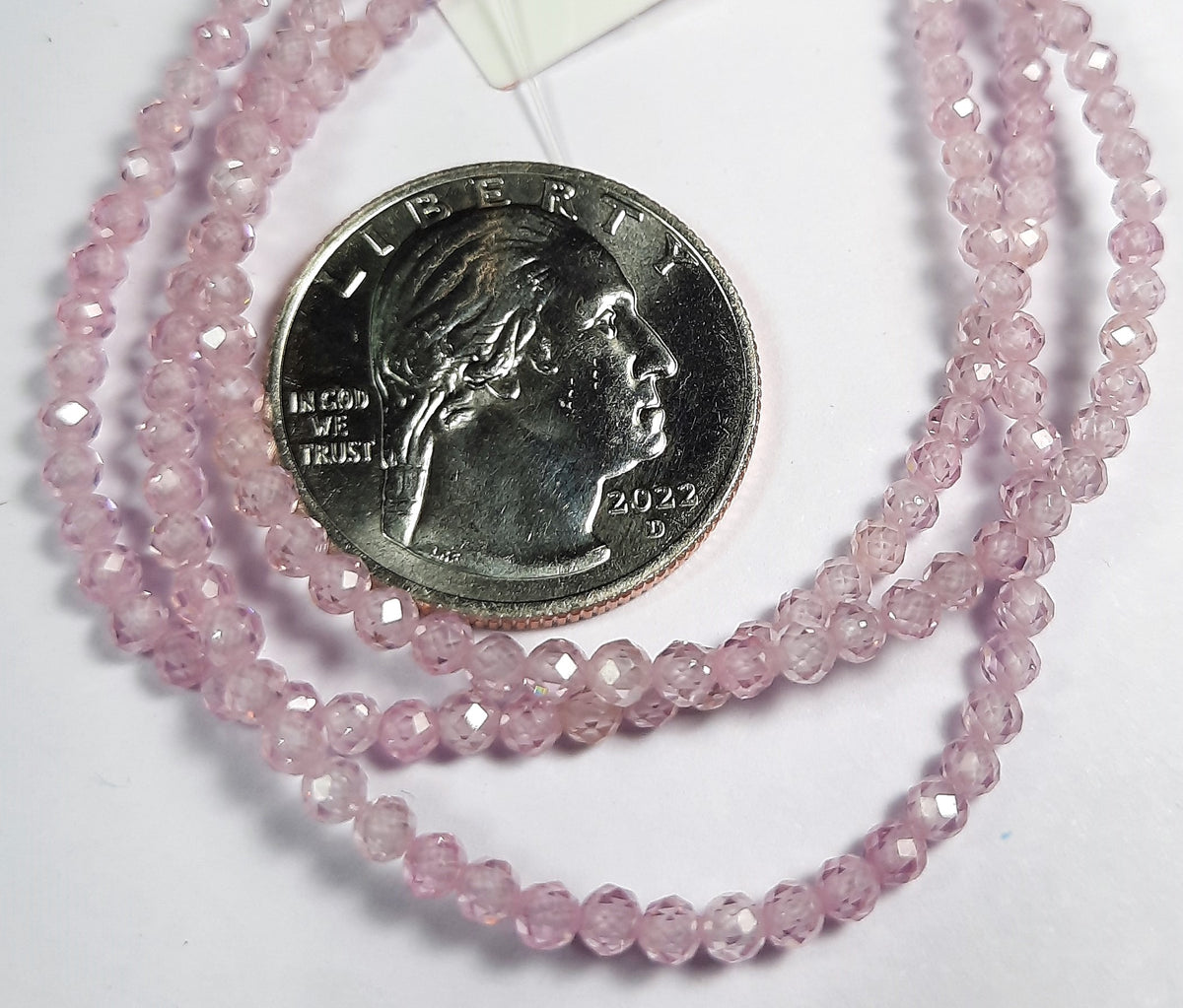 3mm Cubic Zirconia Pink Gemstone Faceted Round Beads 8-Inch Strand