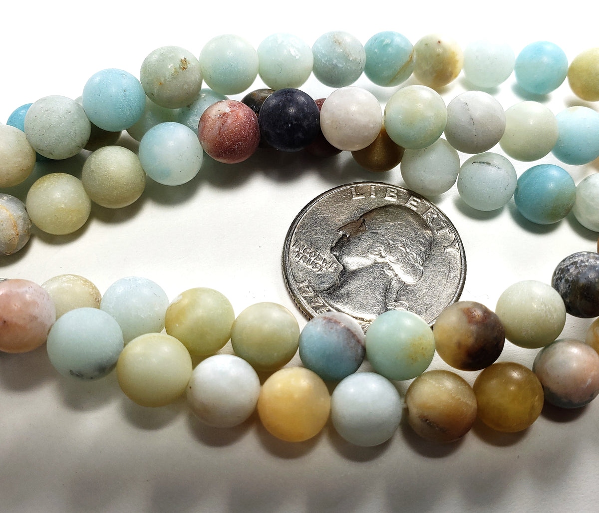 8mm Amazonite Black Gold Round Gemstone Beads 8-Inch Strand