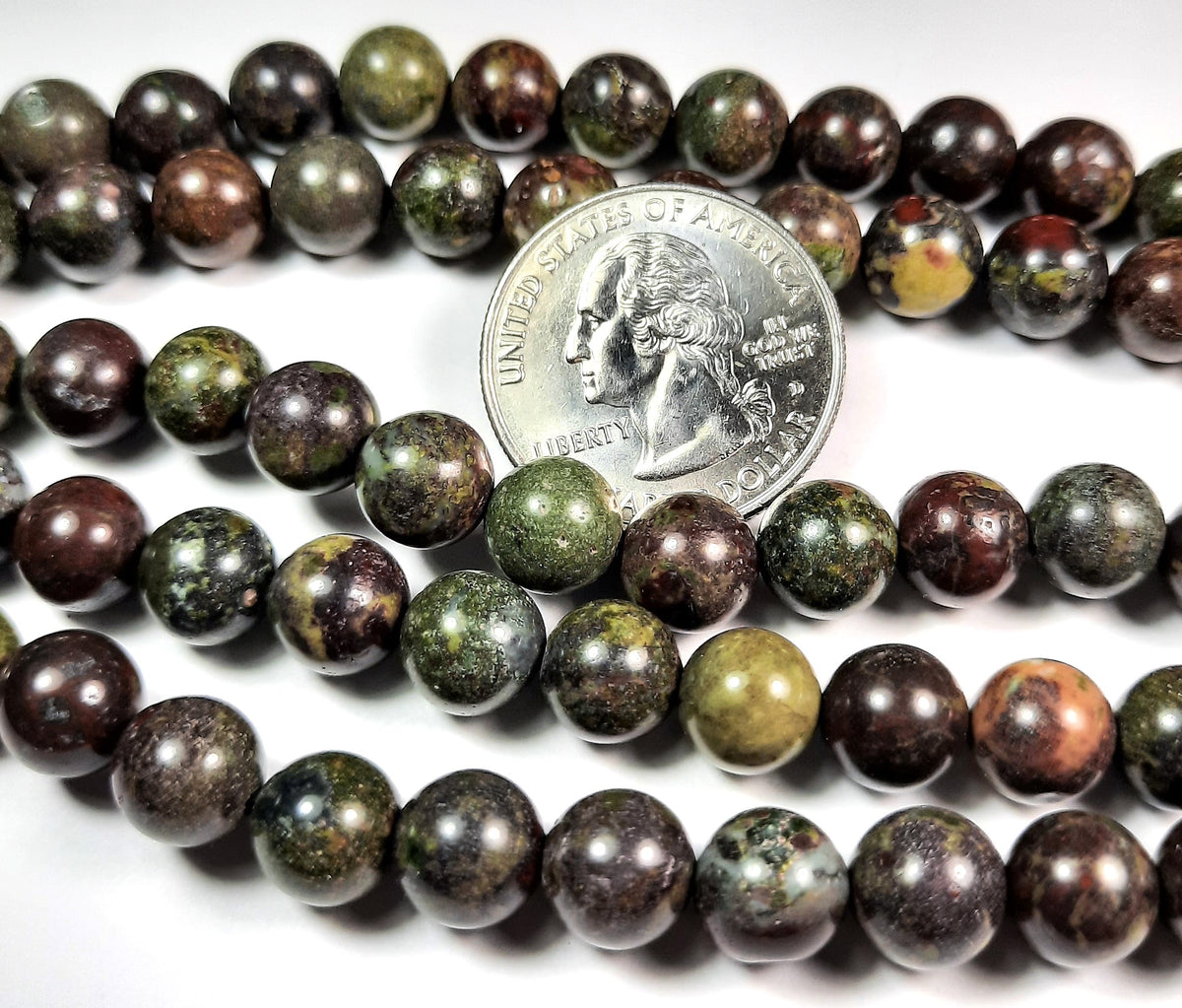 8mm Dragon Blood Jasper Round Gemstone Beads 8-Inch Strand