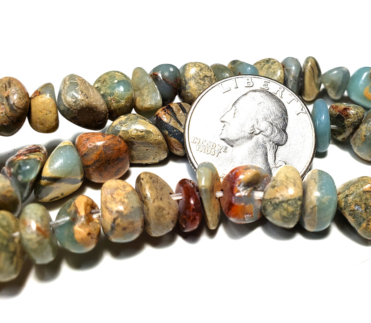 10x8mm Serpentine Pebble Chip Gemstone Beads 8-Inch Strand