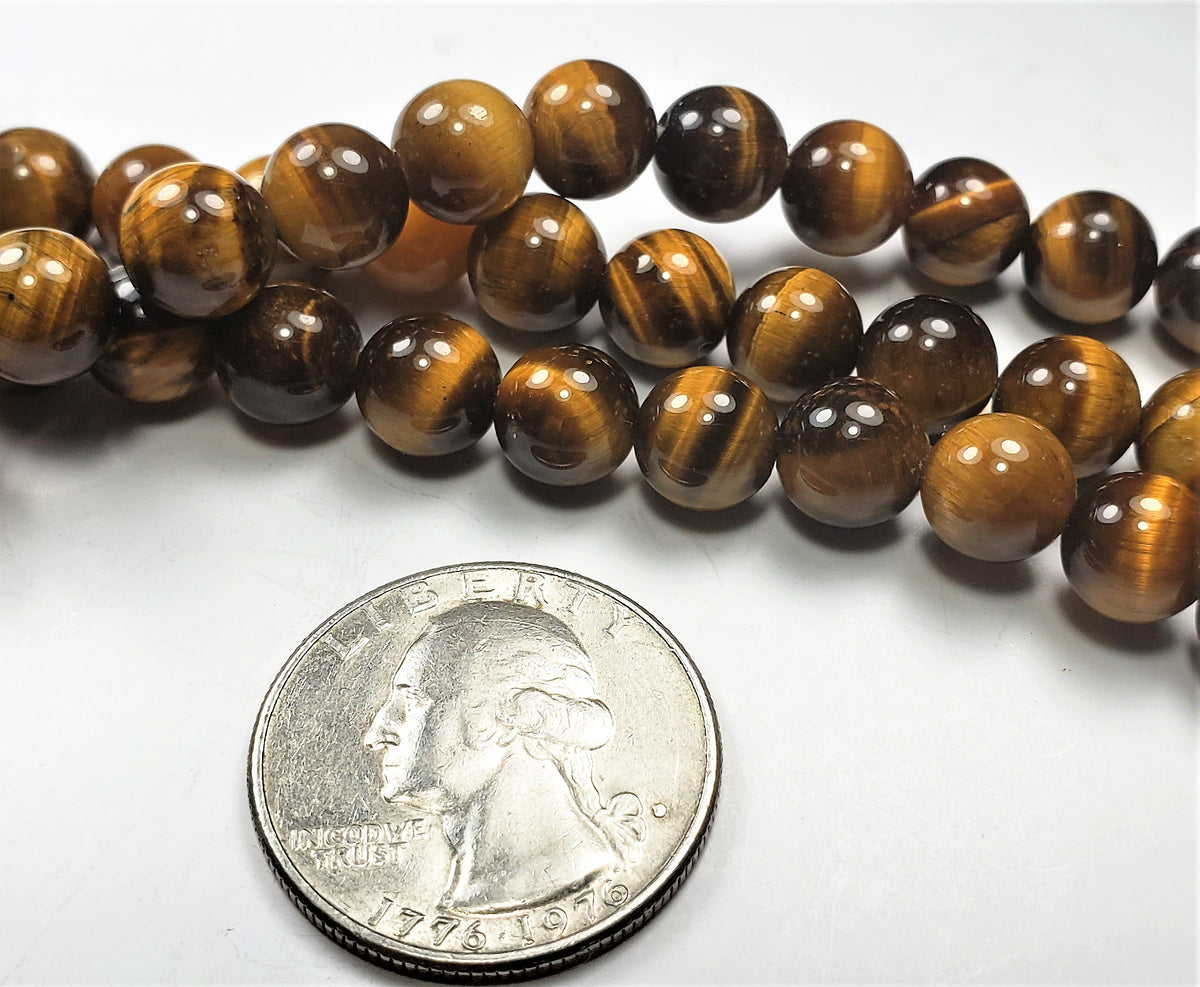 8mm Tiger's Eye Round Gemstone Beads 8-inch Strand