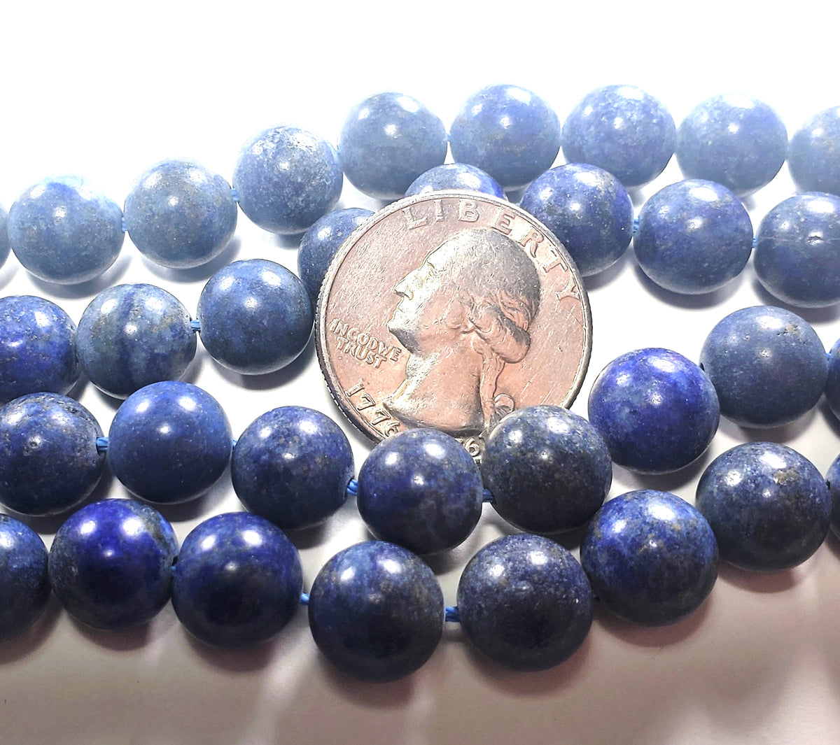10mm Dyed Matte Lapis Round Gemstone Beads 8-Inch Strand