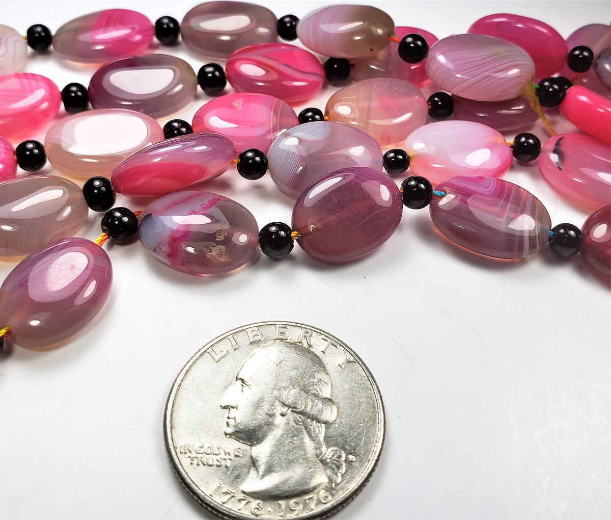 16x12mm Pink Rainbow Agate Puffed Oval Gemstone Beads 8-inch Strand