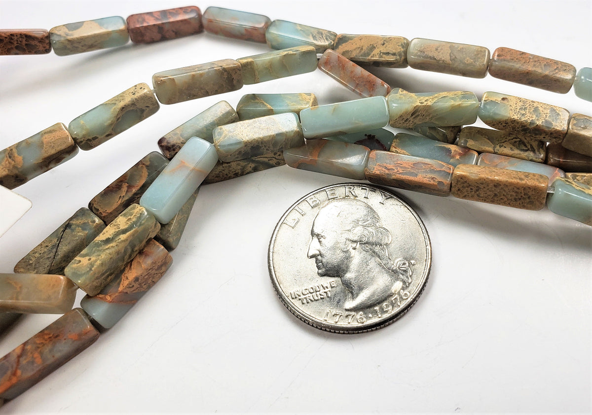 13x4mm Serpentine Faceted Square Tube Gemstone Beads 8-inch Strand