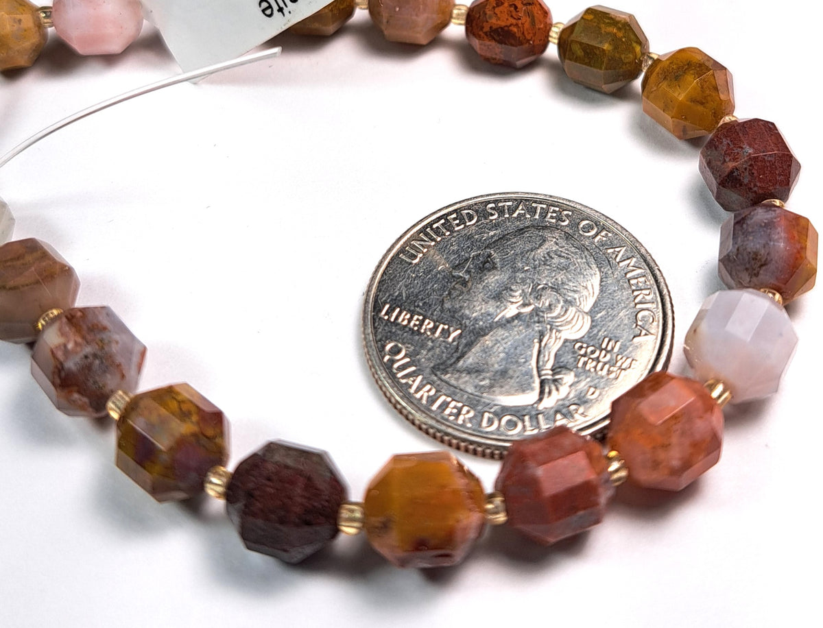 8mm Pietersite Faceted Lantern Gemstone Beads 8-Inch Strand