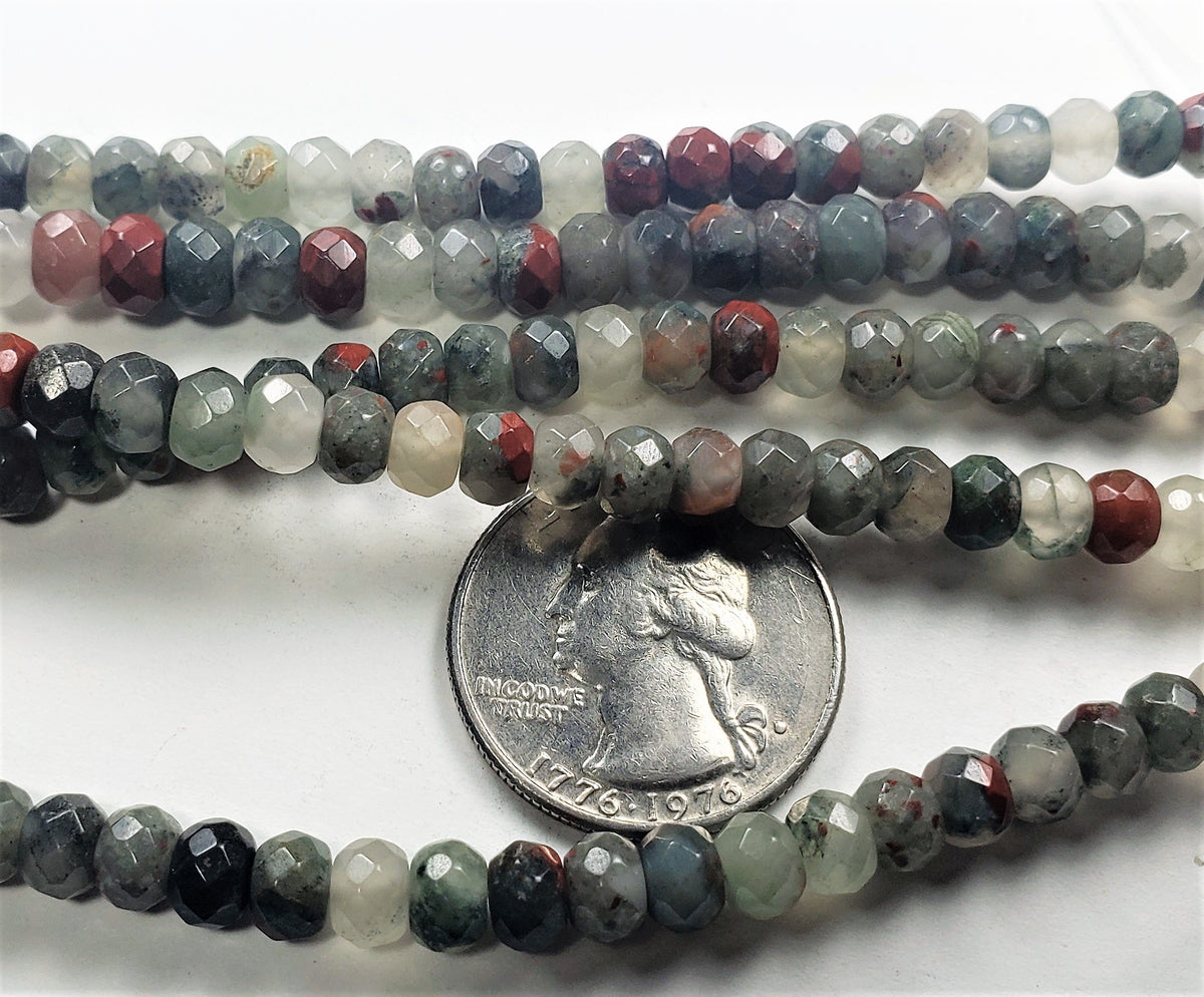 6x4mm African Blood Jasper Faceted Rondelle Gemstone Beads 8-Inch Strand