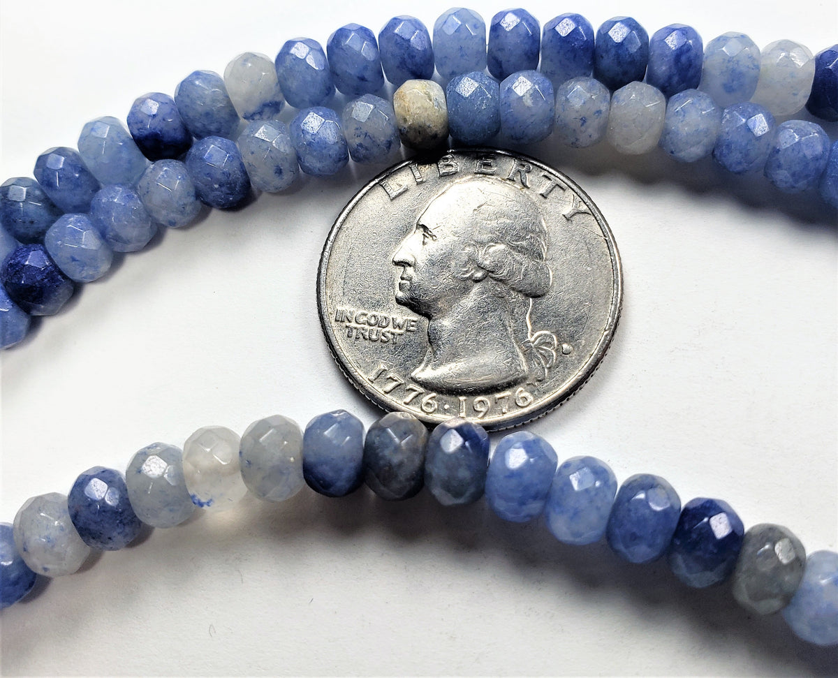 6x4mm Blue Aventurine Faceted Rondelle Gemstone Beads 8-Inch Strand