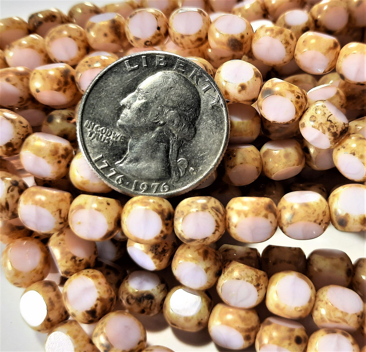 6mm Persian Rose 3-Cut Czech Glass Picasso Beads 20ct