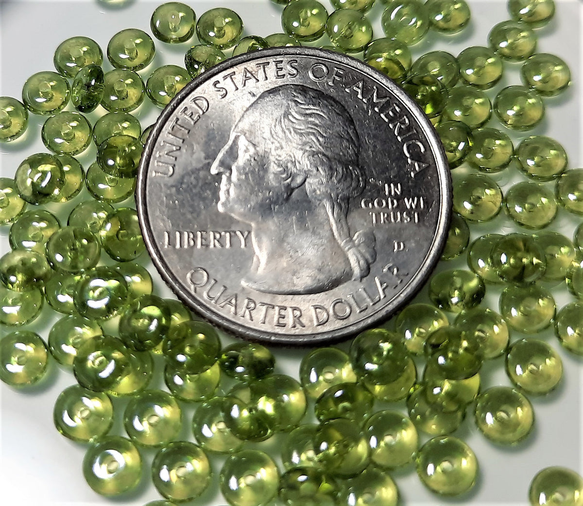 4mm Olivine Shimmer Smooth Pressed Glass Rondelle Beads 100ct