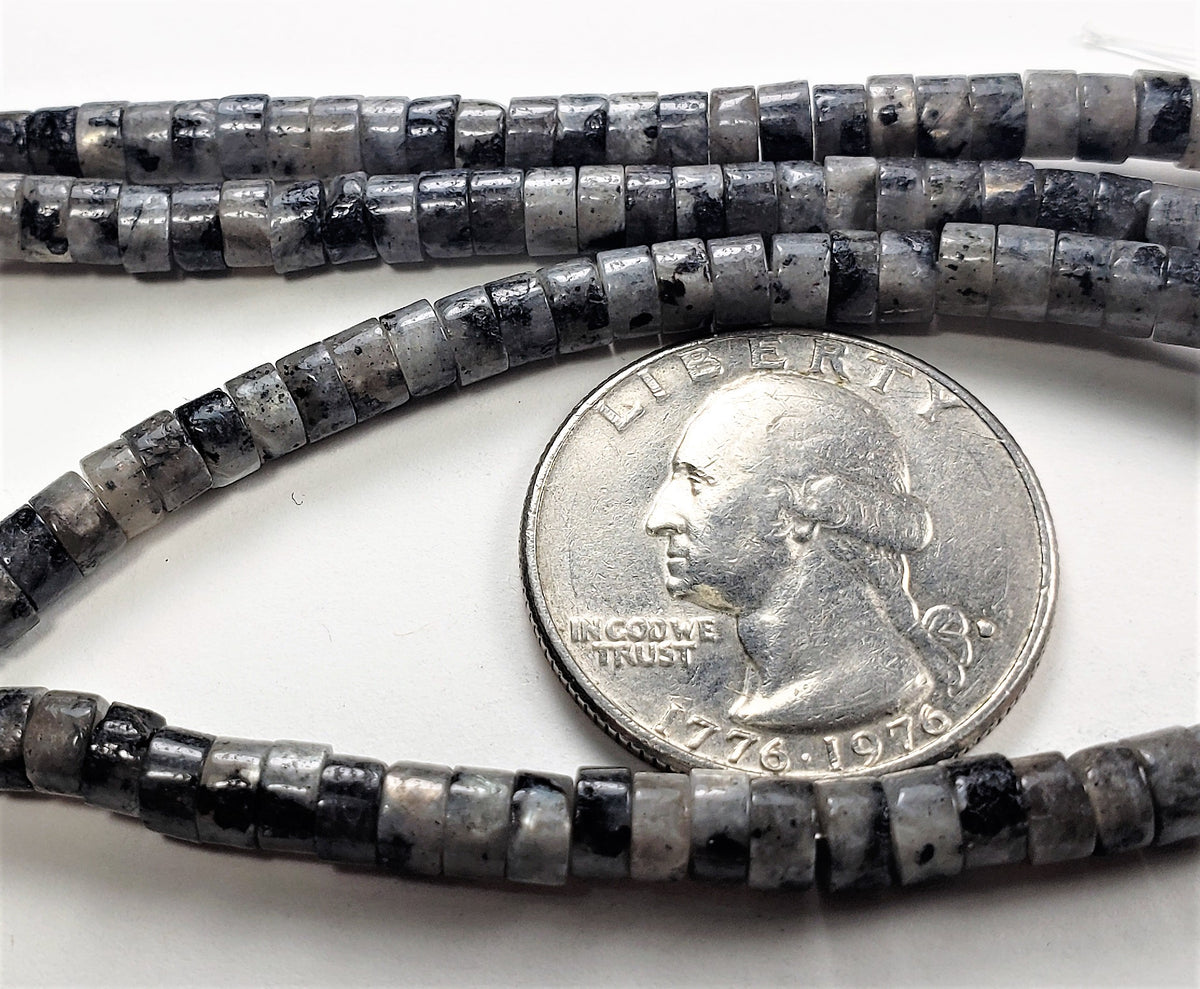 4x2mm Heishi Larvikite Gemstone Beads 8-Inch Strand