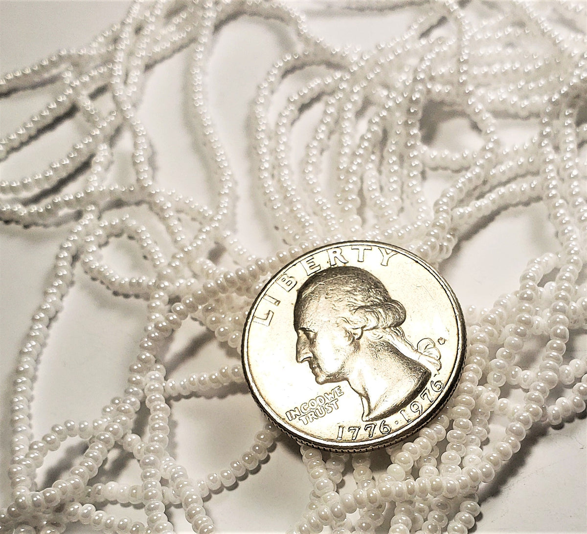 11/0 Chalk White Luster Opaque Czech Seed Beads Full Hank