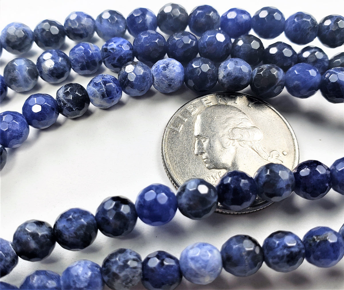 6mm Sodalite Faceted Round Gemstone Beads 8-Inch Strand