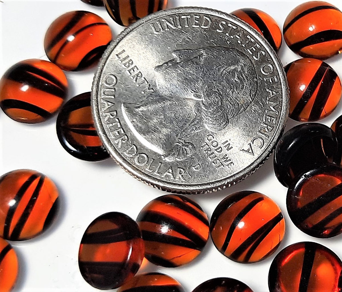 11mm Tortoise Shell Transparent Round Glass Cabochons 8ct