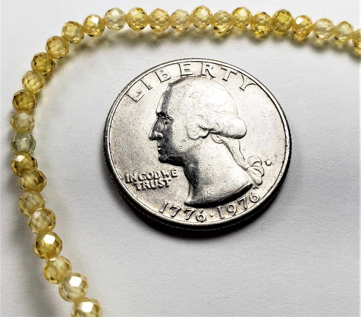 3mm Cubic Zirconia Gold Gemstone Faceted Round Beads 8-Inch Strand