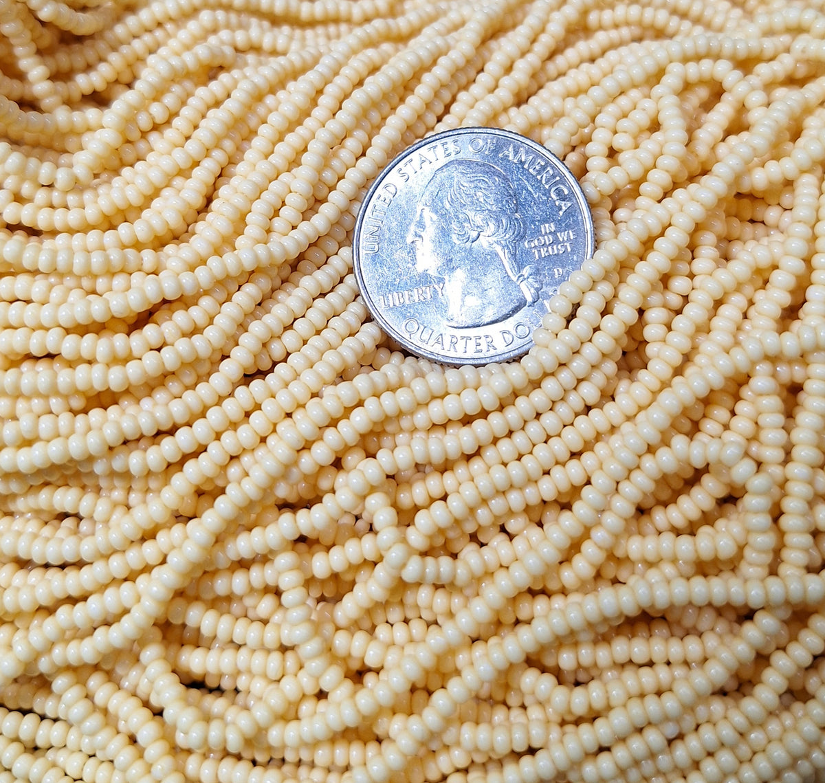 10/0 Natural Cream Opaque Czech Seed Beads Full Hank