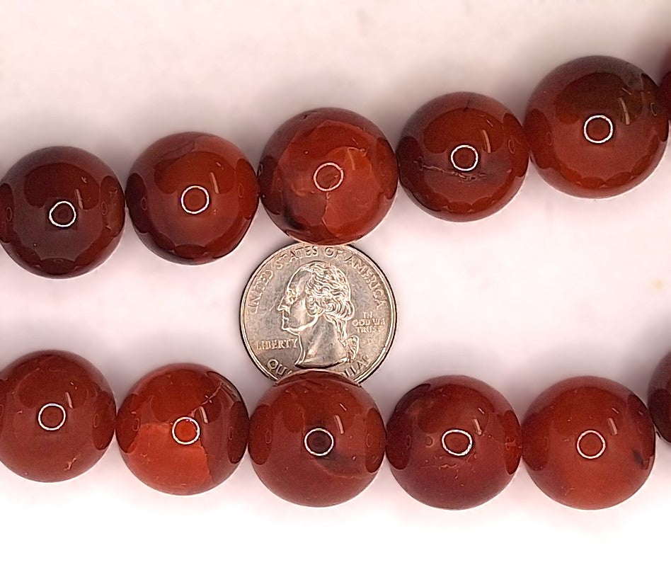 20mm Carnelian Round Gemstone Beads 8-inch Strand