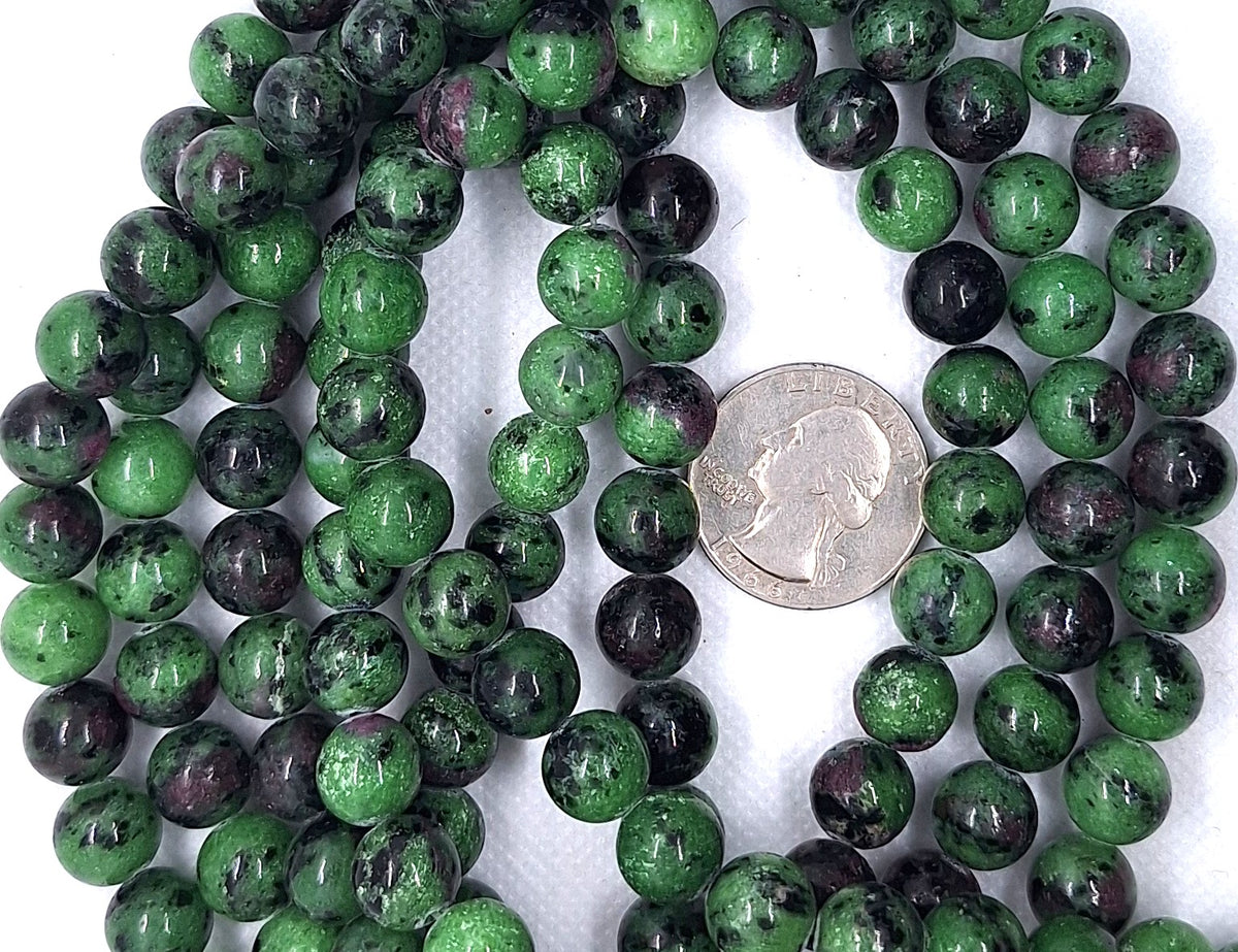 10mm Ruby Zoisite Round Gemstone Beads 16-Inch Strand