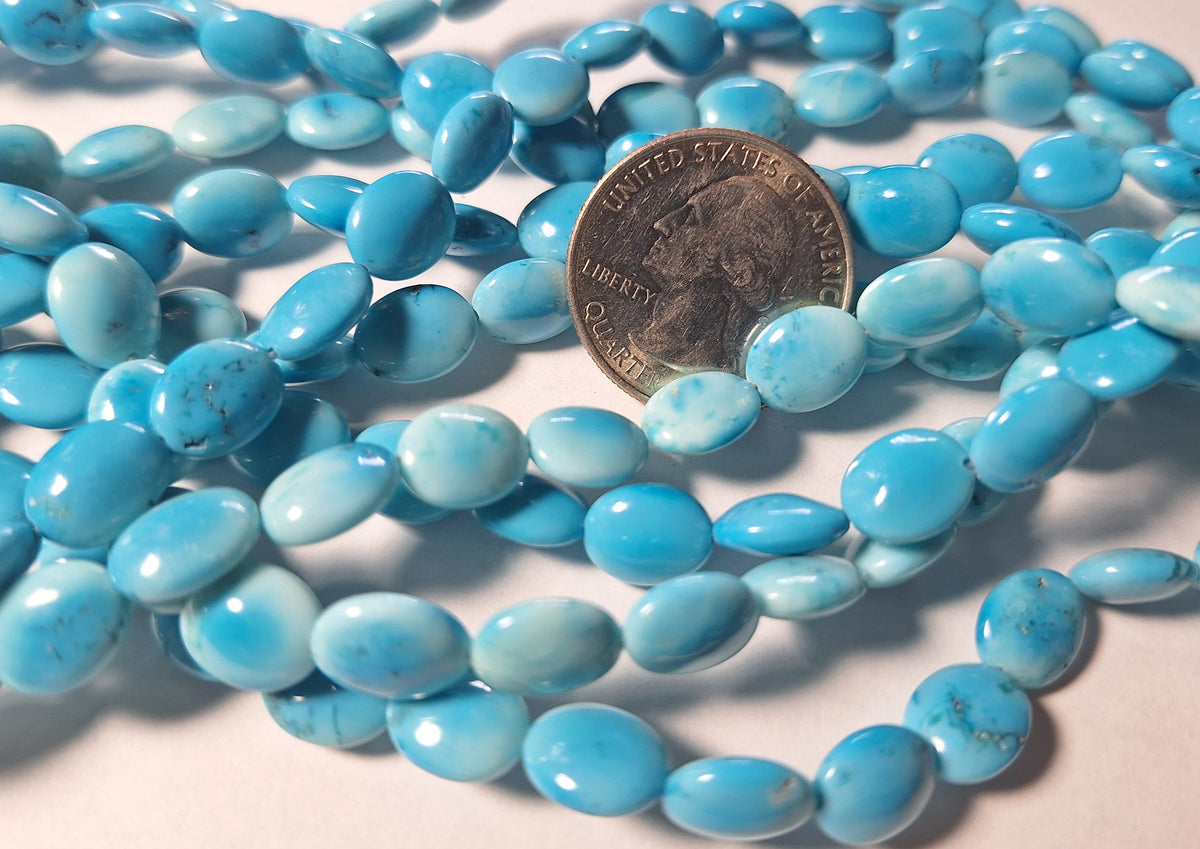 10x8mm Turquoise Blue Dyed Howlite Puff Oval Gemstone Beads 16-Inch Strand