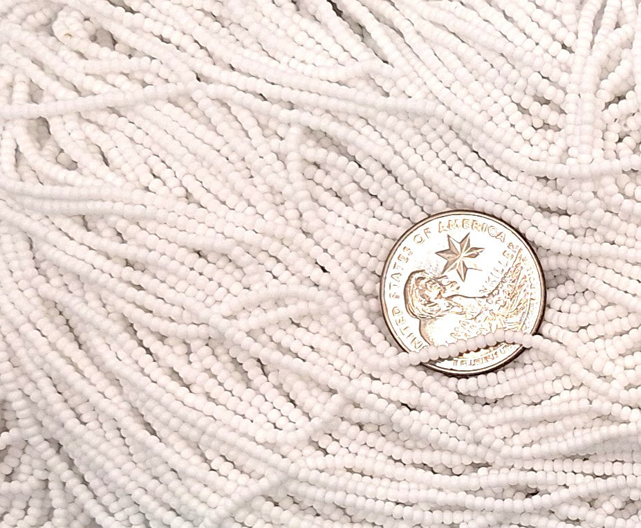 11/0 Chalk White Opaque Matte Czech Glass Seed Beads Full Hank